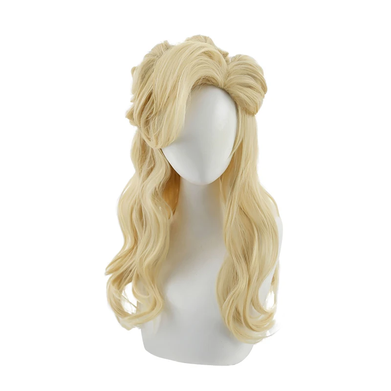 Evelynn-Perruque Cosplay synthétique, cheveux blonds, coloration ultraviolette, 55cm