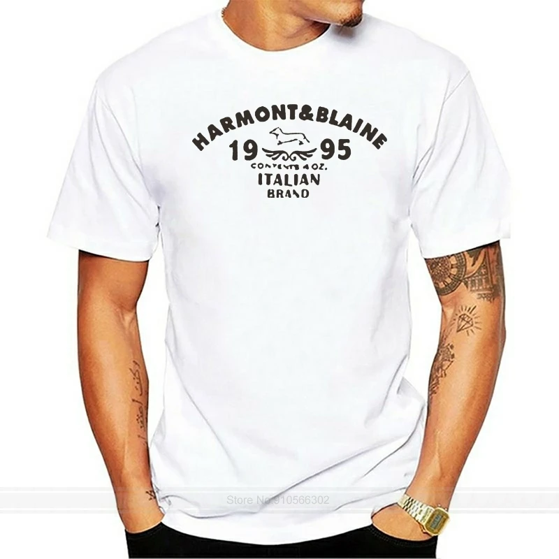 LISHIABUK Men's Harmont Blaine Crew-neck T-Shirts Men Fashion Cotton Tops White S-3XL fashion t-shirt men cotton brand teeshirt