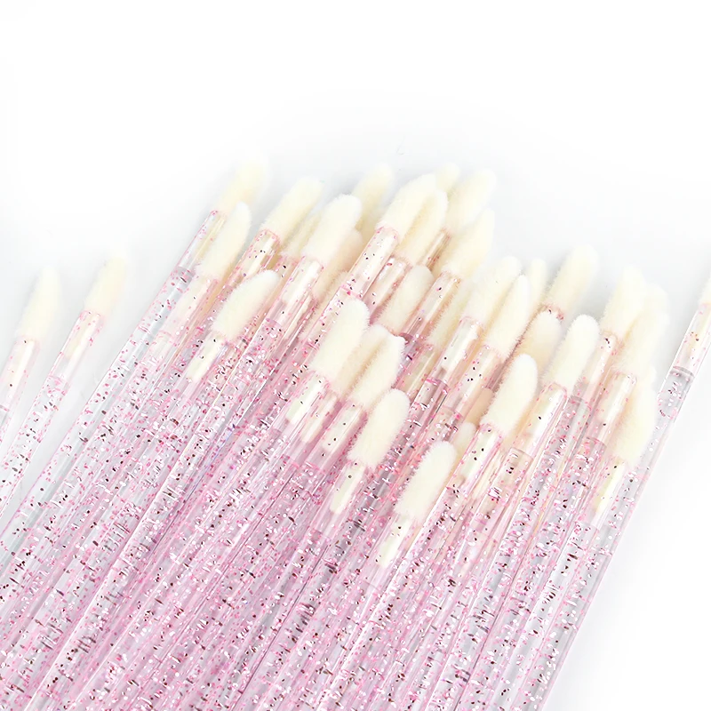 50 Uds. Hisopo de algodón para maquillaje de labios, aplicador desechable, cepillo para labios, limpiador de lápiz labial, varitas, accesorios cosméticos brillantes, cepillos de cristal