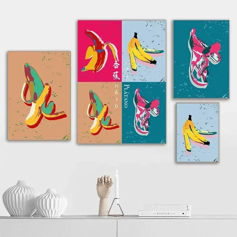 Frameless Canvas Painting 1pc Frameless Realistic Wall Art Pop Ink Colourful Andy Warhol HD Canvas Poster Prints Living Room Bed