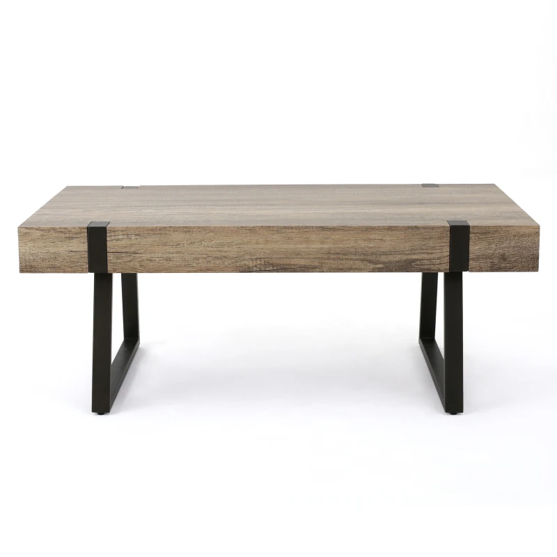 FENGSHUO  Faux Wood Coffee Table Adorned With A Faux Wood Overlay And Made Of MDF Board Two Colors - Canyon Grey Or Black