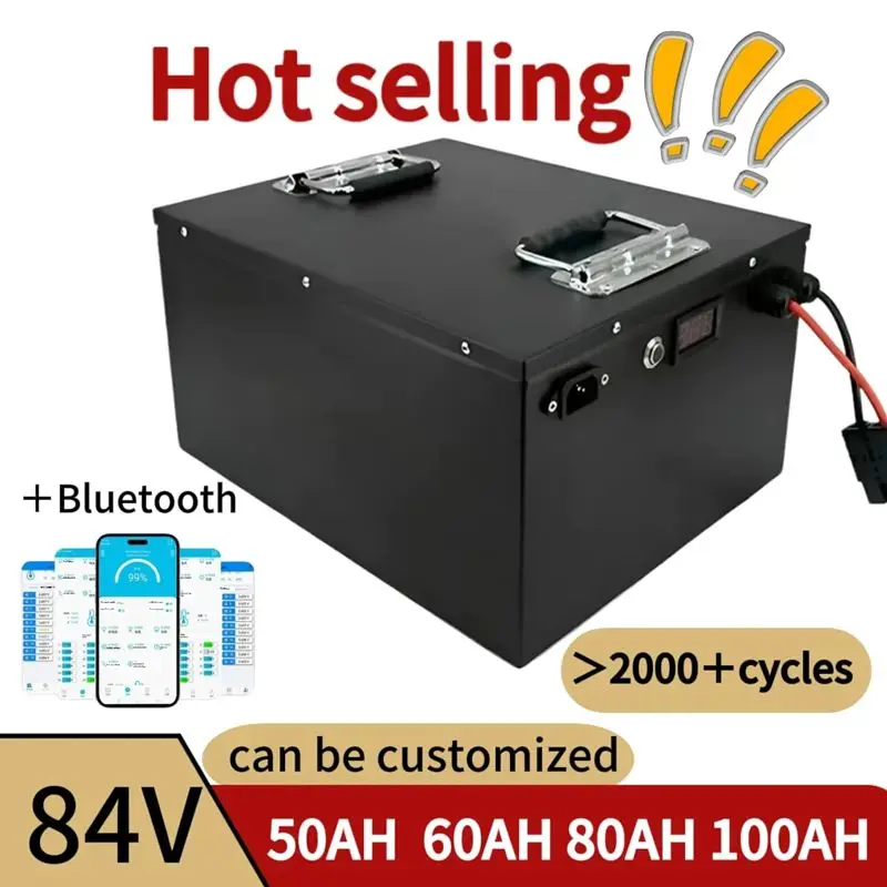 

Литиевая батарея 84В 50Ач/60Ач/80Ач/100Ач с Bluetooth BMS 23S для электромобилей 2-8 кВт, высокопроизводительная система накопления энергии