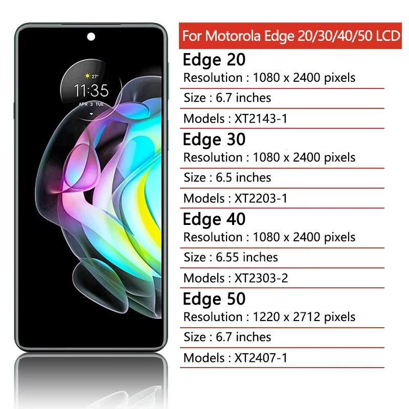 AMOLED For Motorola Edge 20 30 40 50 LCD XT2143-1 XT2203-1 XT2303