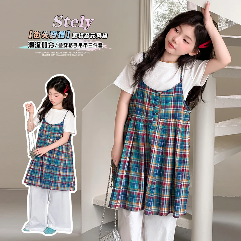 Girls Vest +Tee +Pants 3Pieces Clothes Sets Students Casual Fashion Suit Teen Kids Casual Korean Style Suit Child Daily Outfit