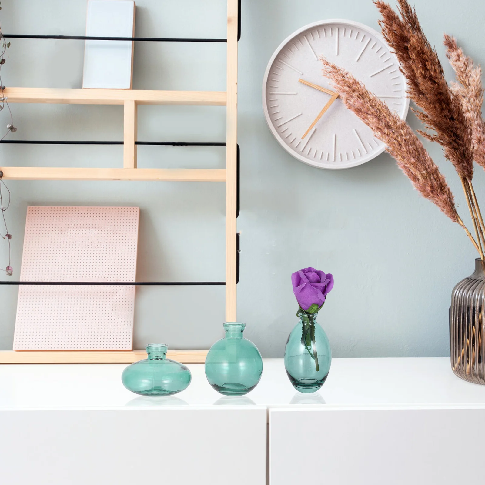 

Mini Glass Vase Set Transparent Blue Bud Vases for Flower Arrangement Decorative Small Vases Home Wedding Centerpiece