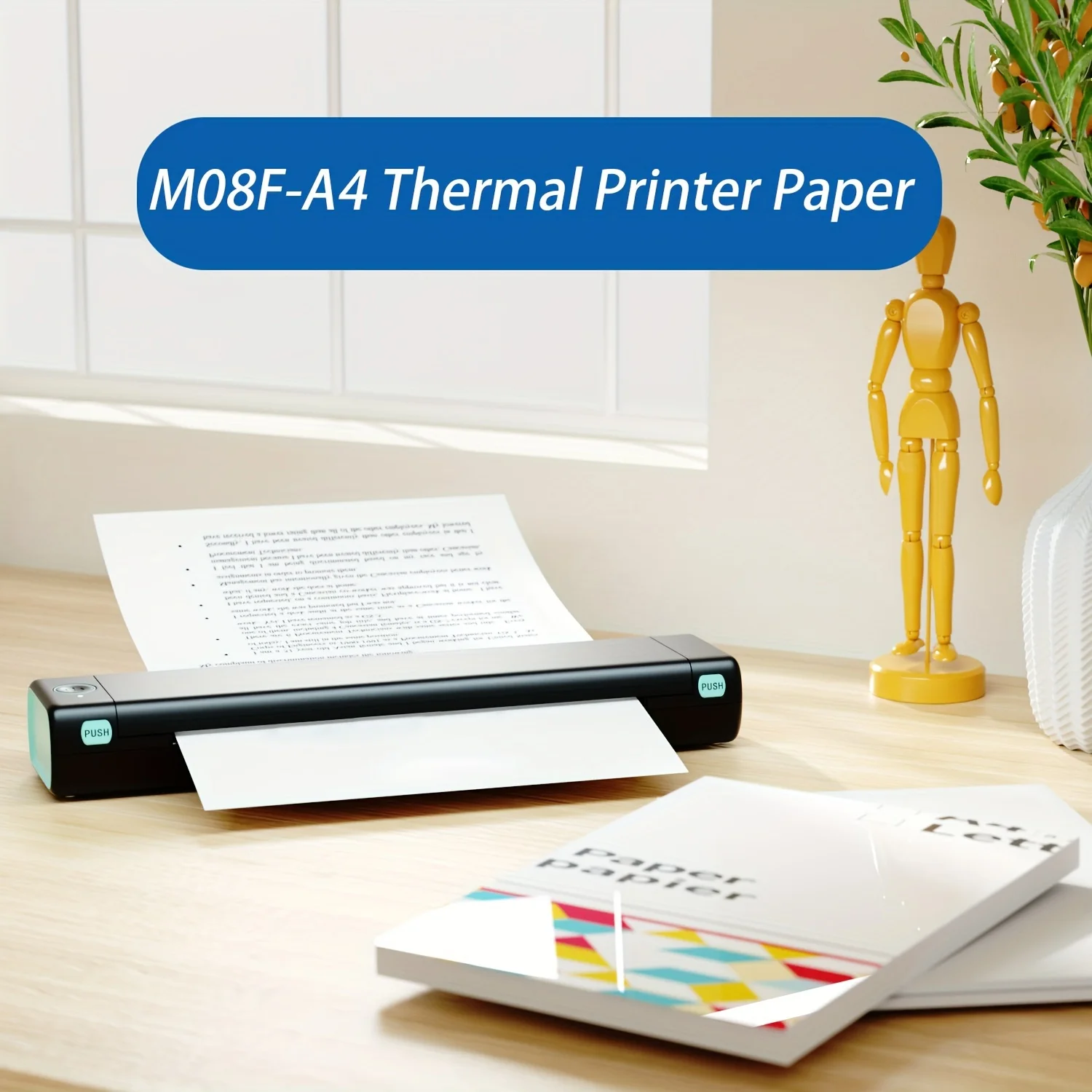 M08F A4 Thermal Paper, Compatible with Brother PJ762/PJ763mFi, Phomemo M08F, HPRT MT800/MT800Q and Other A4 Portable Printer