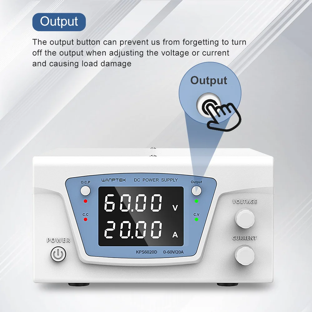 Imagem -02 - Fonte de Alimentação dc de Mesa Saída de Energia Regulada Display Led de Dígitos Ajustável Digitalmente Ocp Short Circuit Warning 60v 20a