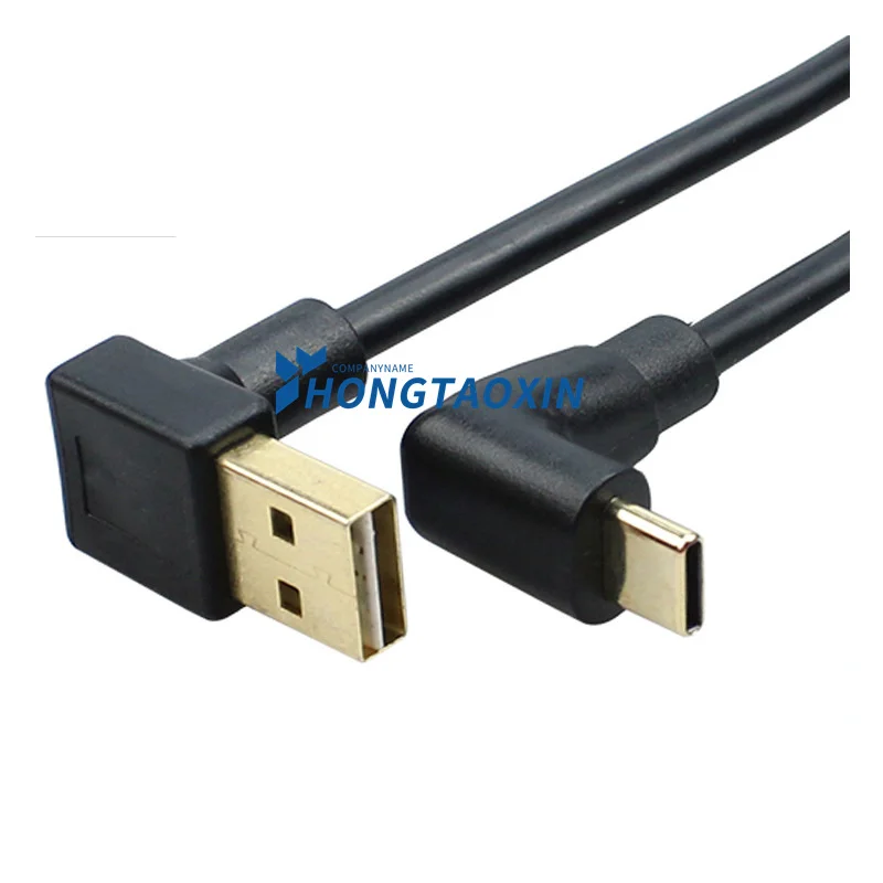 Gold-plated Elbow Cable Type-C To USB3.0 Charging Data Cable 90-degree Right-angle Type-c Hard Disk Notebook Mobile Phone Cable