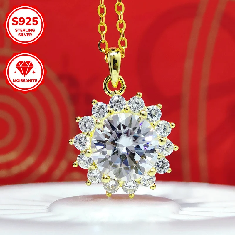 1pc 2Carat Elegant 925 Silver Moissanite Necklace: Perfect for Daily Adornment and The Ultimate Gift for Valentine's Day.