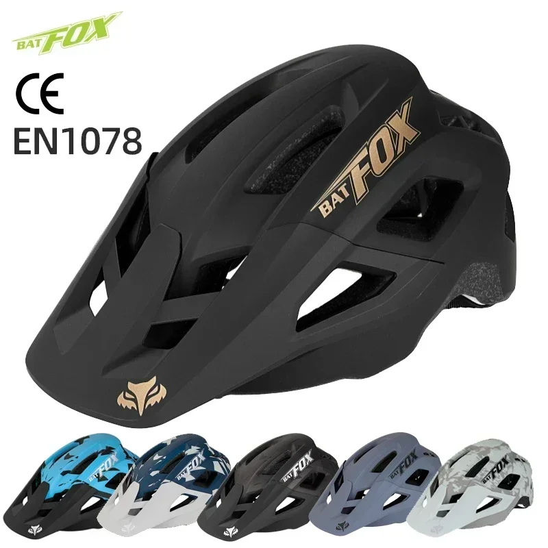 BAT FOX Bicycle Helmet MTB Urban Bicycle Helmets Men Integrally-molded Mountain Road Bike Visor Cycling Helmet Cross Country