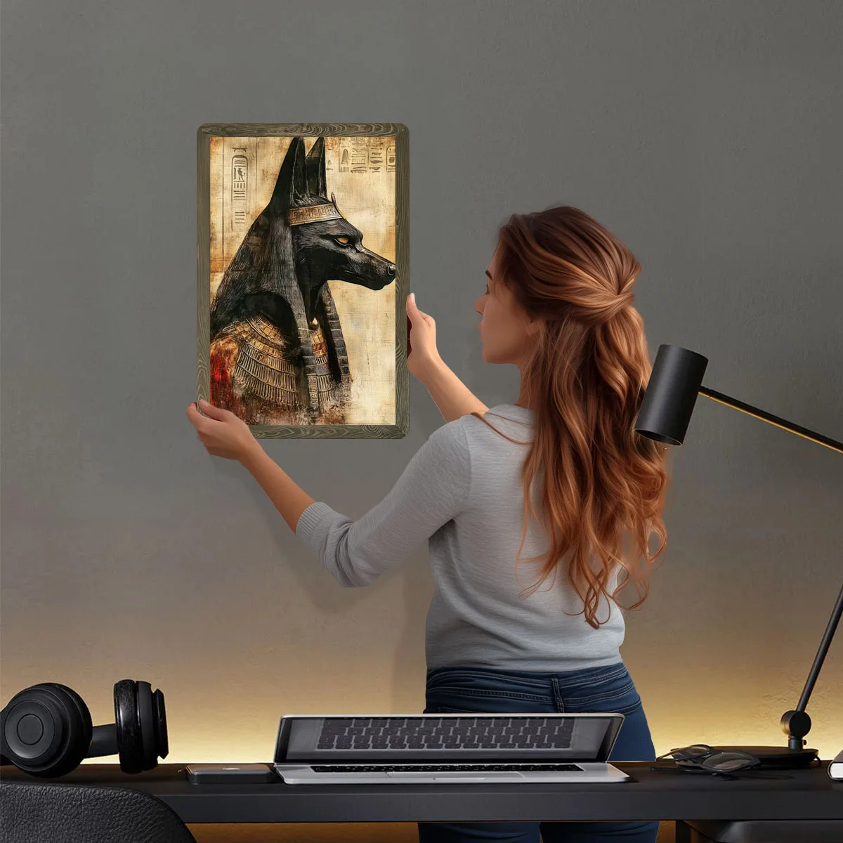 Anubis Egyptian God Tinplate Signs Vintage Poster Wall Art of Murals Custom Metal Sign for Wall Art Decoration Bathroom Decor