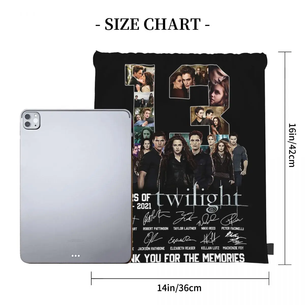 13 Years Of The Twilight Saga Signature Backpacks Casual Portable Drawstring Bags Drawstring Bundle Pocket Sports Bag Book Bags