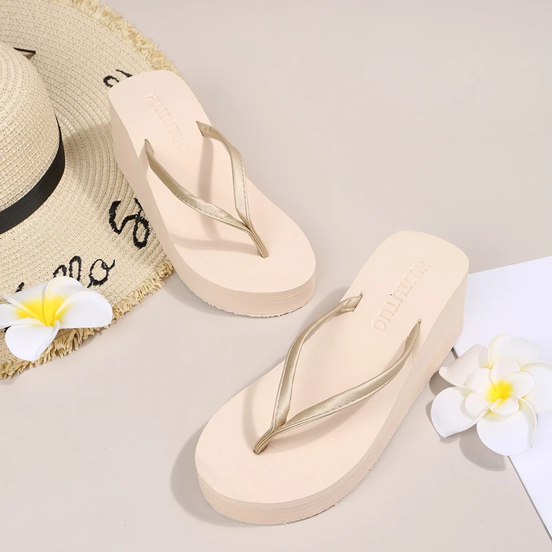 Leichte Keile-Flip-Flops für Frauen, 2025, Sommer, dicker Boden, Strand-Hausschuhe, Frau, bequeme Clip-Toe-Sandalen, weiblich – Detail 13