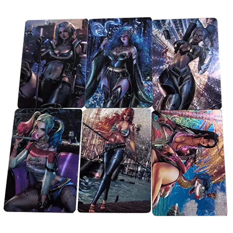 6Pcs/set Sexy Anime Girl Card Ahri One Piece Nami Boa Hancock Harley Quinn The Clown Princess of Crime Collection Cards Gift Toy