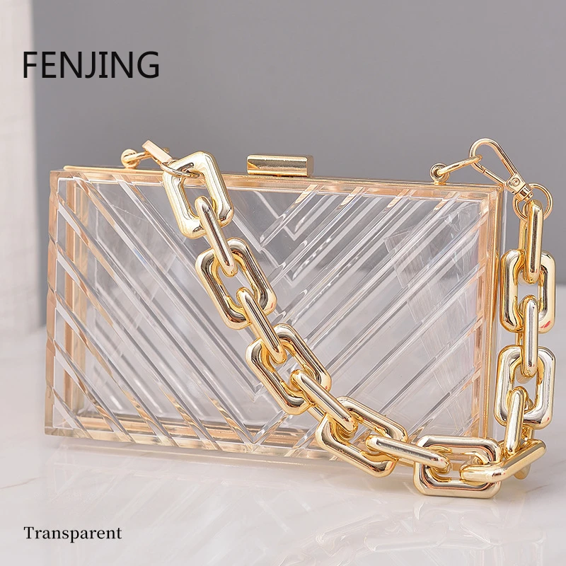

Transparent Wedding Clutch Party Bags for Women Luxury Brand Designer Acrylic Handbag Over Shoulder Cross Body Bag Candy Purse