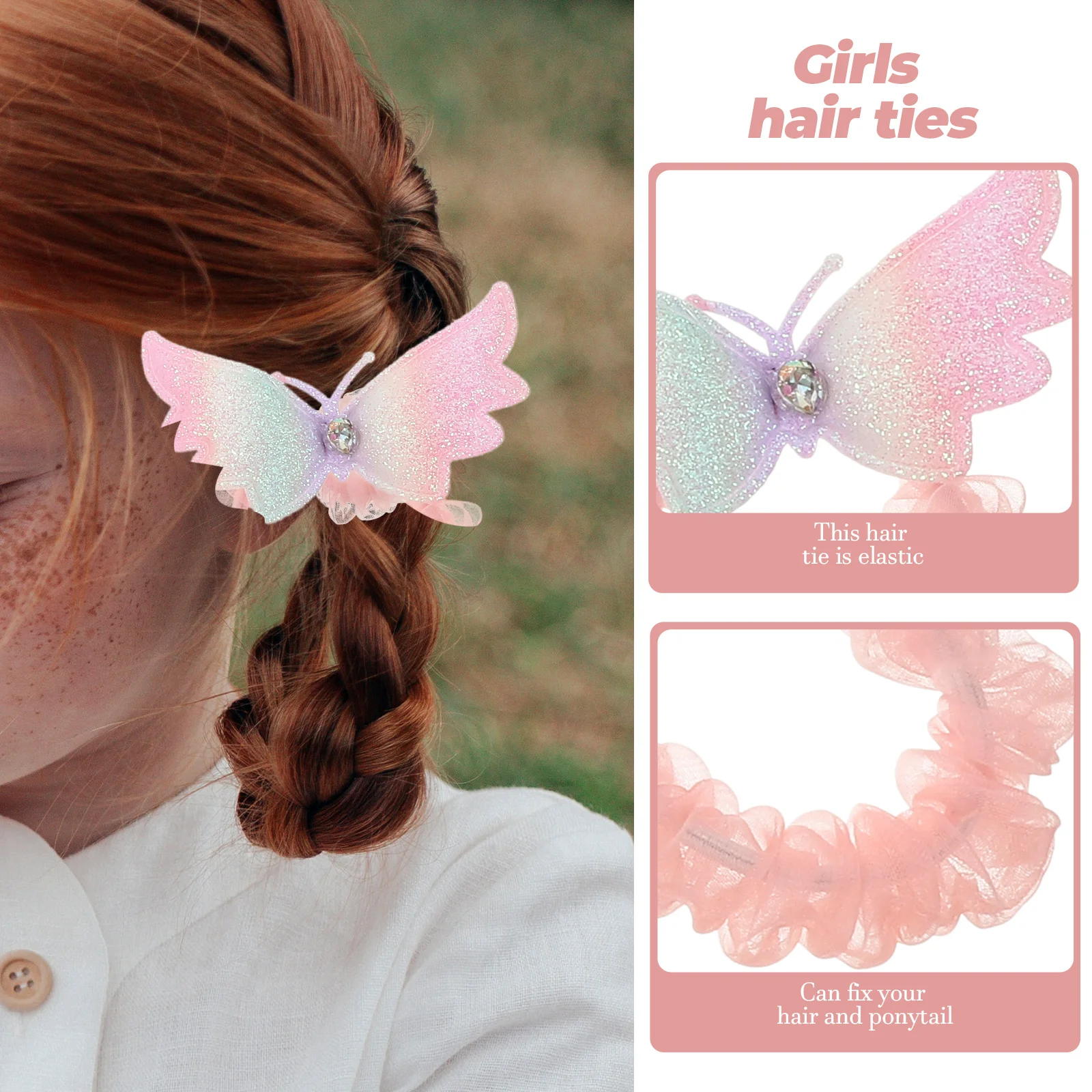 

5pcs Cute Scrunchies For Girls Women Ties Elastic Ponytail Holders Toddler Accessories Resistant Wear Ropes Cute Hair Bands Girl