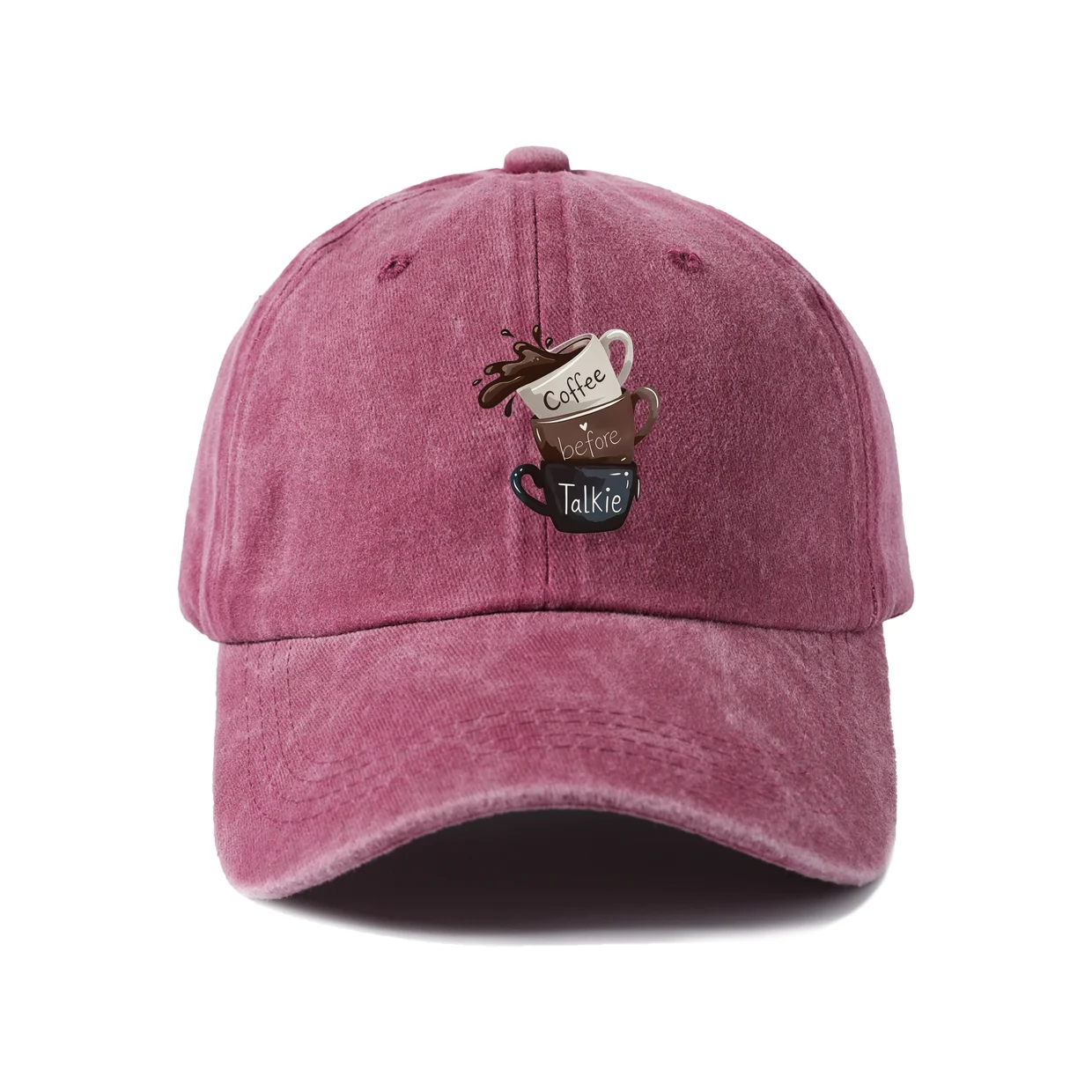 Coffee Before Talkie Art Baseball Cap, Vintage Washed Adjustable Unisex Dad Hat, Travel Gift