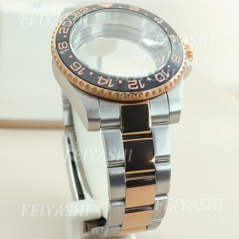 Perak dan emas mawar 40mm Ms Watch Case gelang bagian untuk Seiko NH35 NH36 NH38 NH34 Miyota 8215 ETA 2824 gerakan 28.5mm Dial