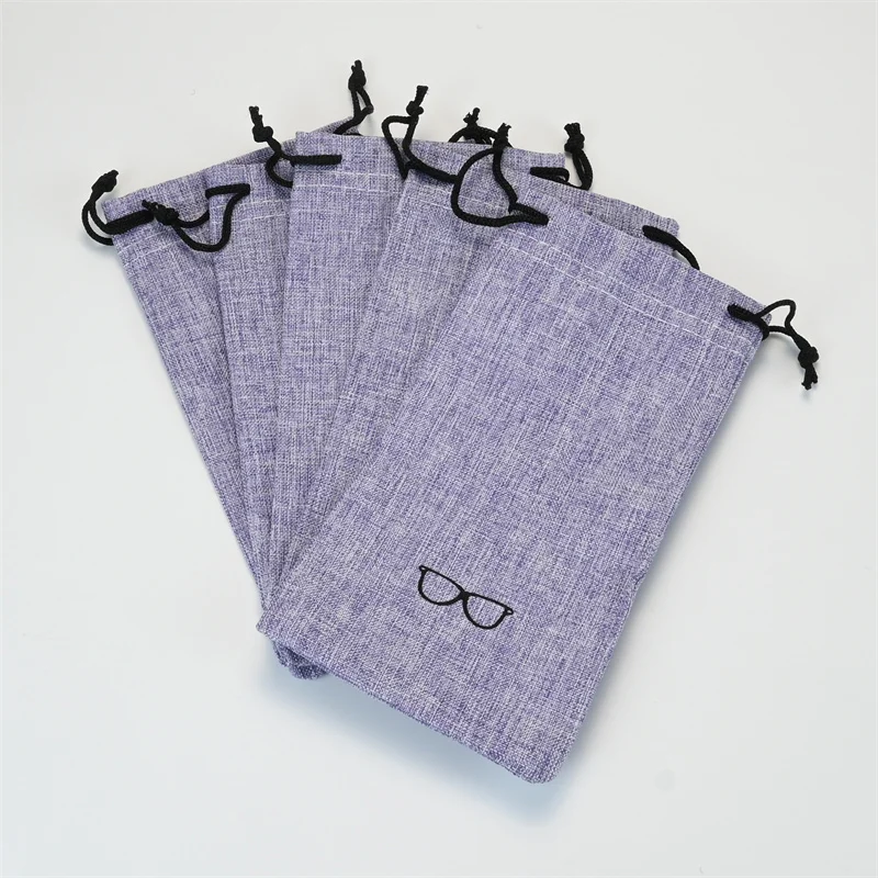 5/10/20 قطعة رمادي المحمولة كيس قماش الكتان لحقيبة النظارات الشمسية متعددة الوظائف النظارات البصرية النظارات الحبل أكياس القماش #6