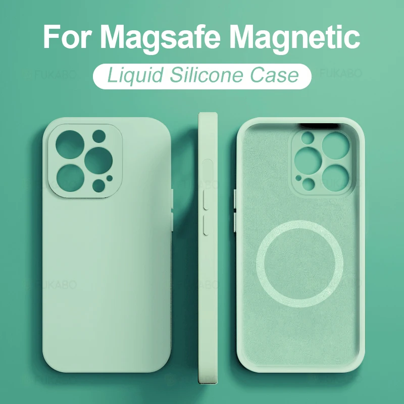 Original For Magsafe Liquid Silicone Case For iPhone 15 14 11 12 13 Pro Max Plus Mini XS XR SE Magnetic Wireless Charging Cover