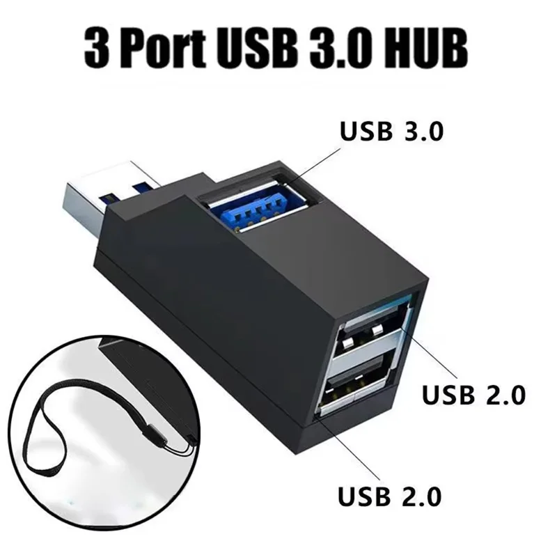 USB HUB Adapter Mini Splitter Box For Notebook Desktop Accessories 1 To 3 Ports Multi Function For Workstation Peripheral Setup