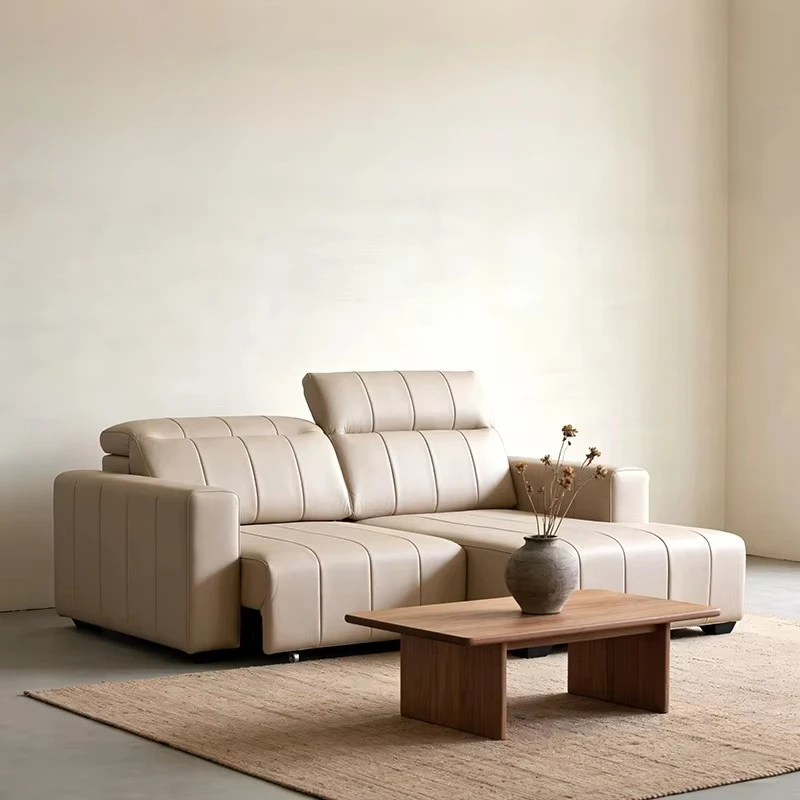 

Modern leather retractable electric recliner adjustable height sofa bed metal frame household furniture living room bedroom