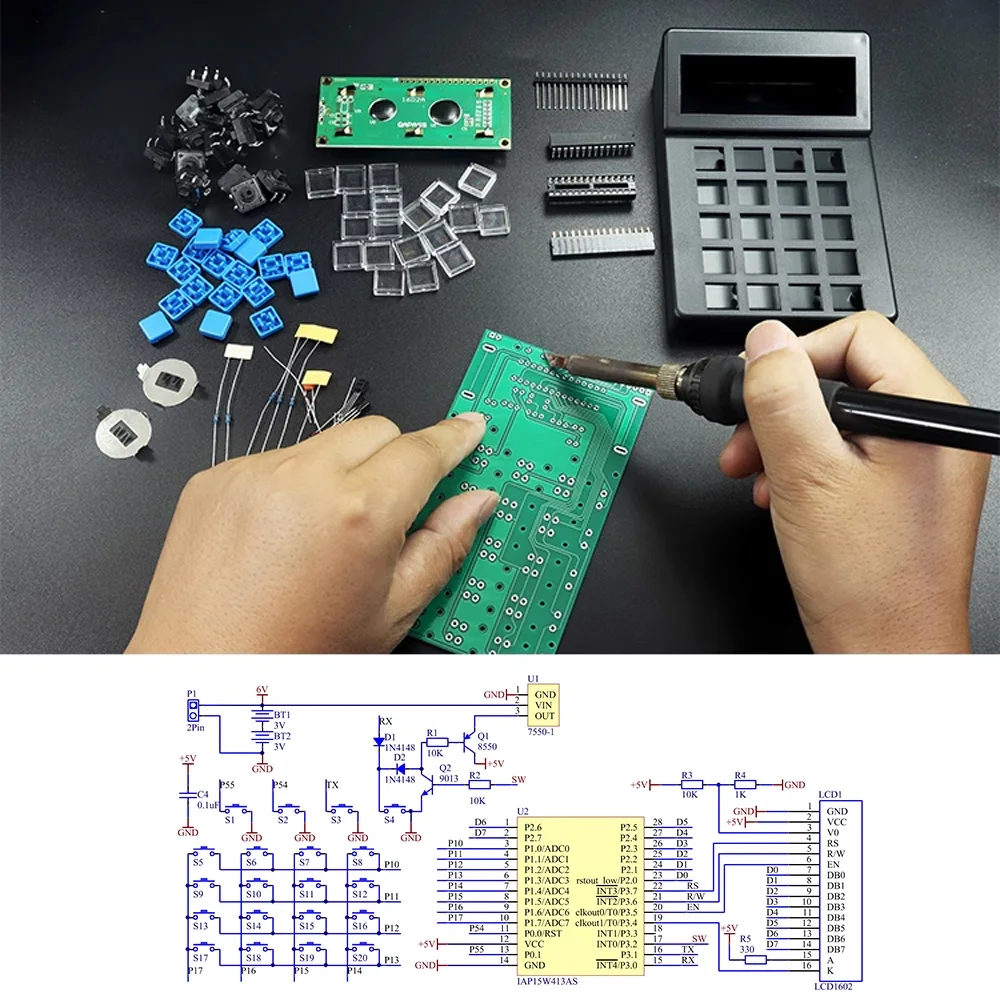 diy electronic calculator kits 51 microcontroller soldering practice experiment LCD1062 display