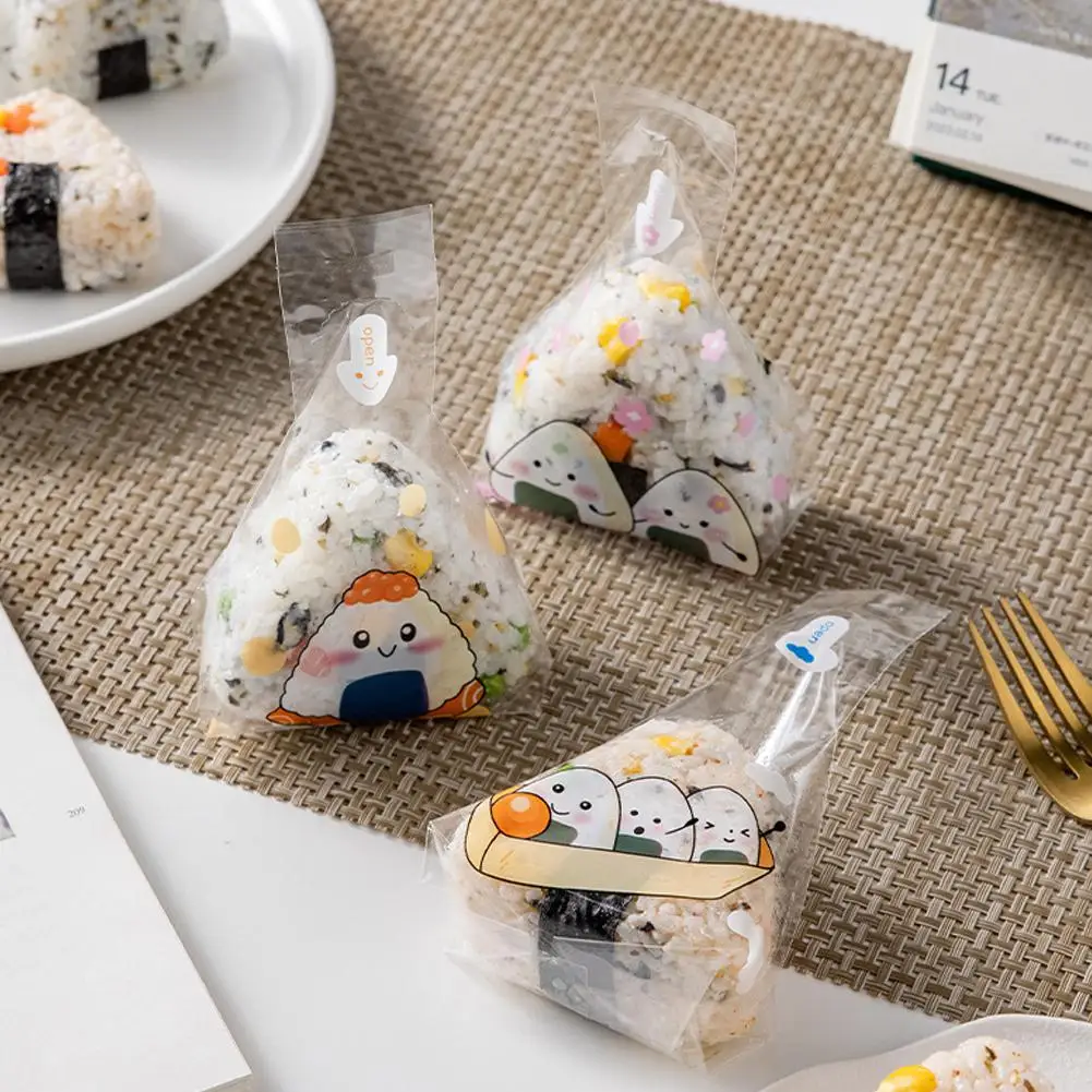 Triangle Rice Ball Packing Bag Cherry Blossoms Panda Tear Easy Accessories Bag Onigiri Cartoon Anti-fog Sushi Packaging Lov P3N6