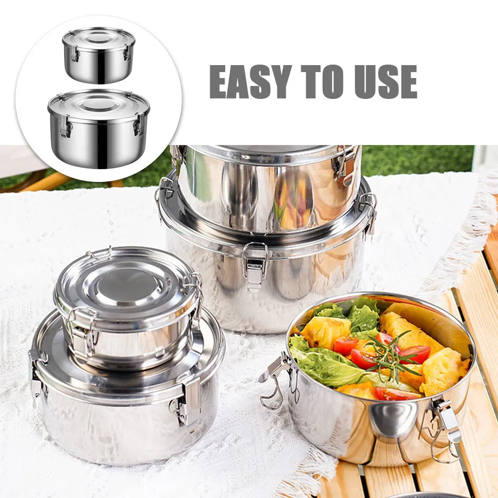 

2pcs 12Cm 14Cm Stainless Steel Bento Box Leakproof Airtight Food Container For Picnic Lunch Camping Portable Meal Box Outdoor