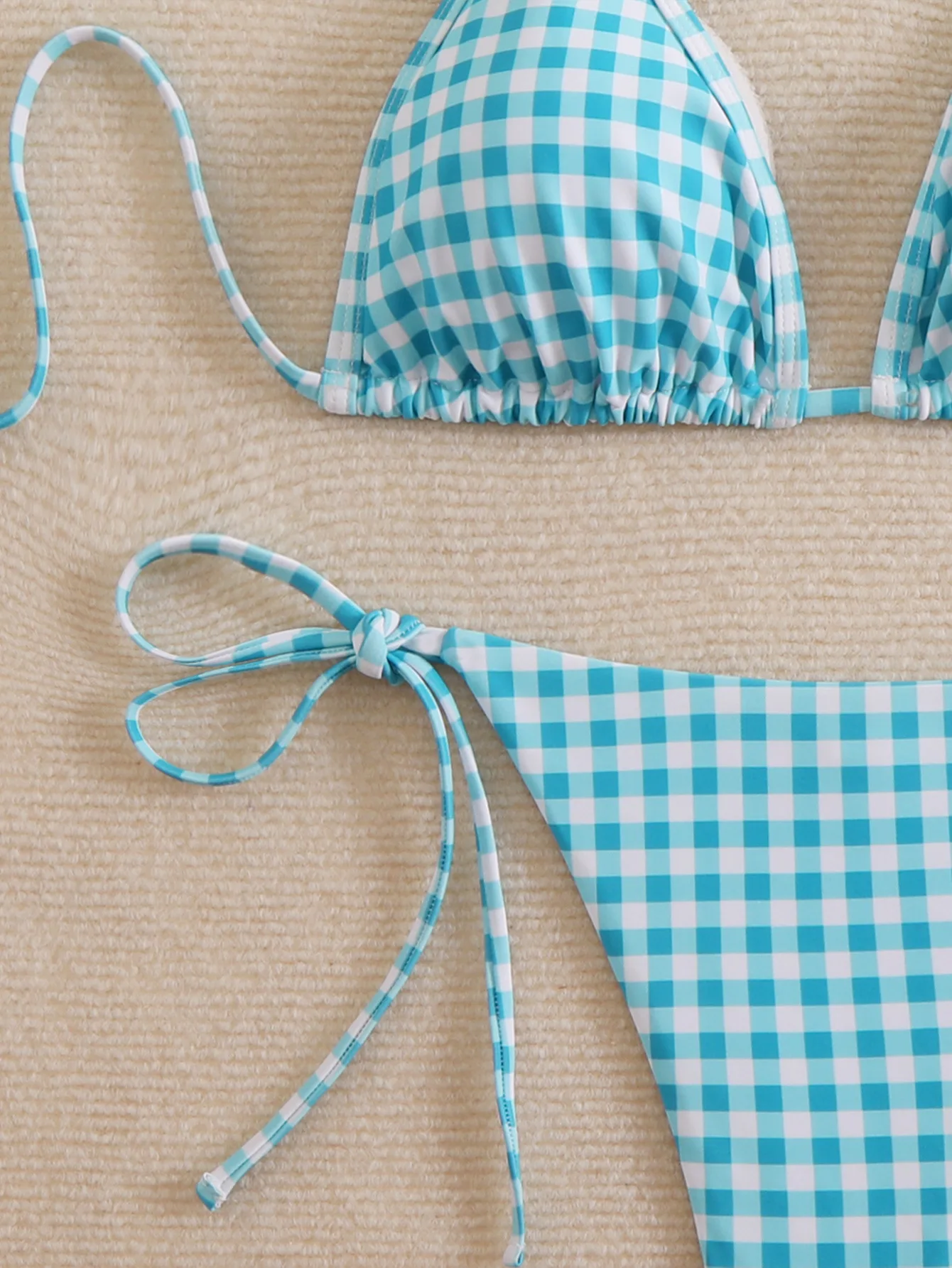 مثير السماء الزرقاء منقوشة البيكينيات الصغيرة مجموعات قطعتين الرسن التعادل المايوه ملابس السباحة conjunto دي بيكيني Tankini بحر biquini #5