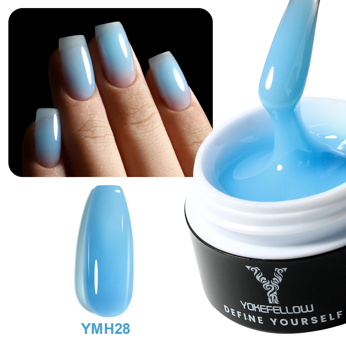 NEU YOKEFELLOW Builder Gel Nagellack 15g Jelly Blue Hard Gel HEMA TPO Free Extension Gel Bunte Builer Lack für Nagel DIY
