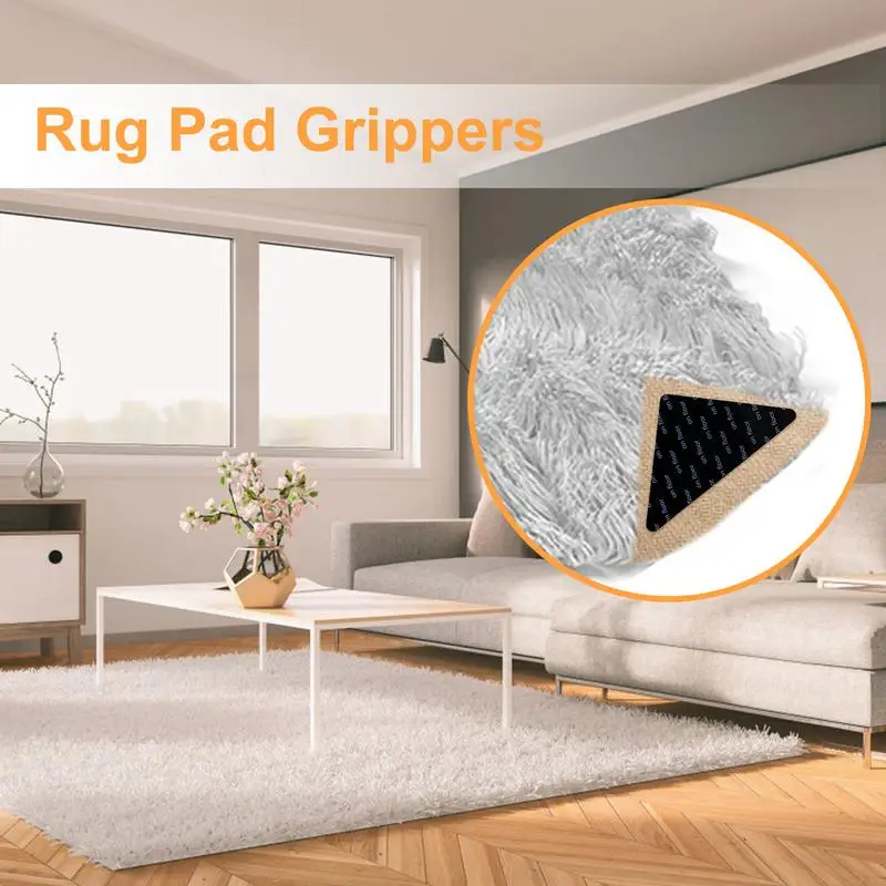 New Rug Gripper Corner Pads 12pcs PU Non-slip Washable Gripper Removable Traceless Triangle Rug Pad Gripper Prevent Sliding