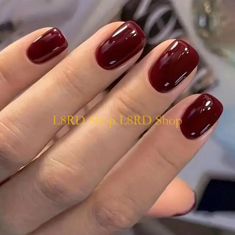 L8rd 24pcs قصيرة المربعة المربعة الأظافر اللامعة لعيد الحب لعشاق الموضة