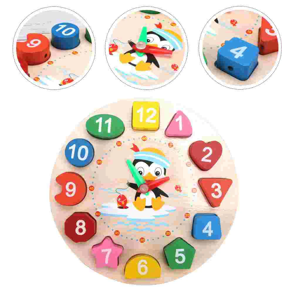 

Clock Teaching Toy Kids Shapes Puzzles for Toddlers 1-3 Educational Games 5-7 Learn Tell Time Building Blocks