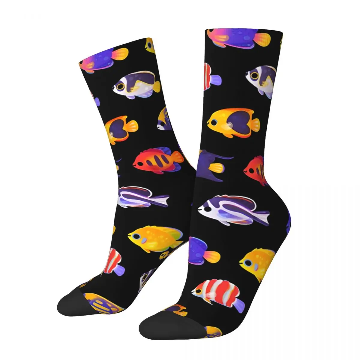 Retro Angelfish! (Marine) - No Next Or Bright Men's compression Socks Unisex Harajuku Pattern Printed Novelty Crew Sock