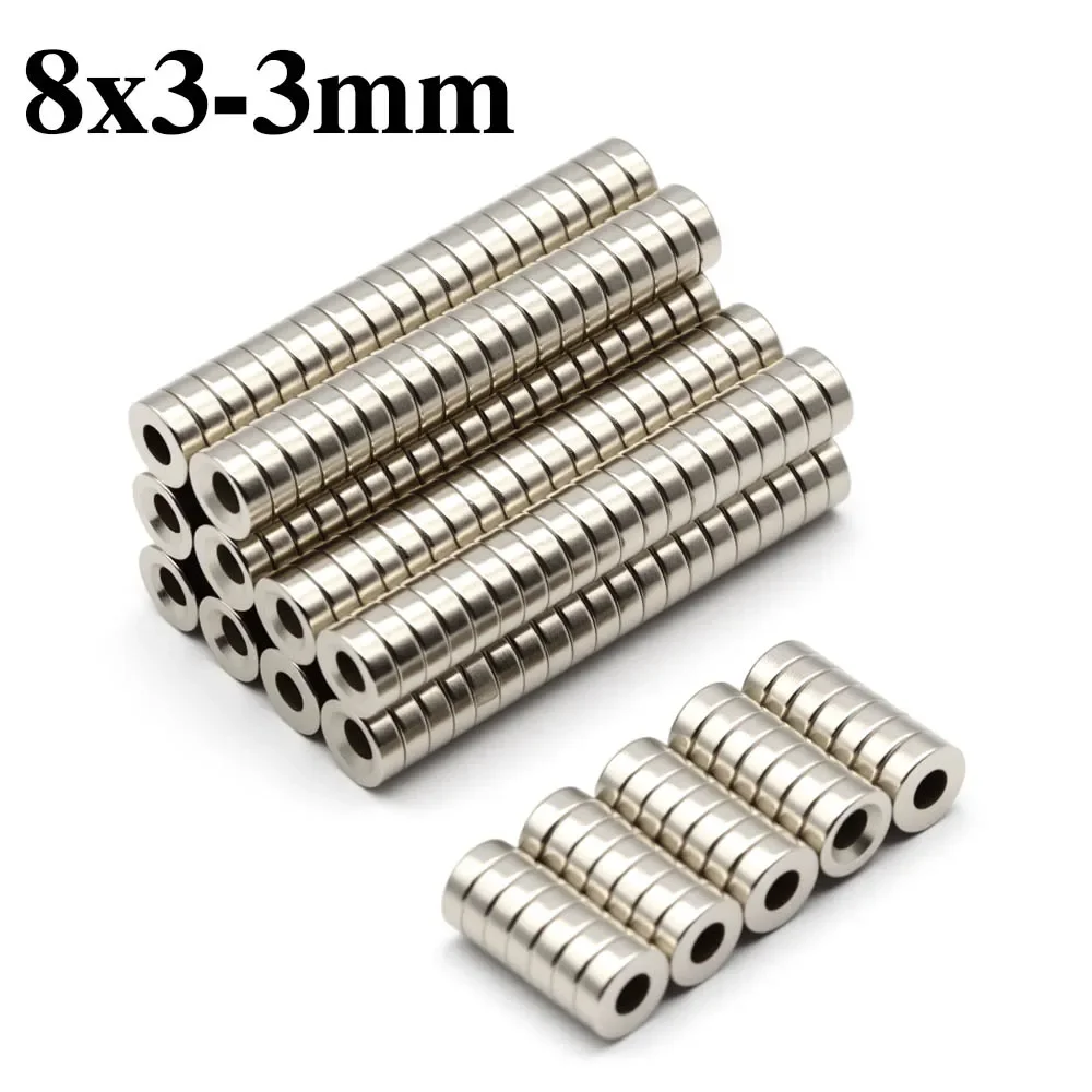 8x3-3mm Super Powerful Round With Holes Magnet Neodymium Magnet NdfeB N35 Strong Permanent Magnetic imanes Refrigerator Magnet