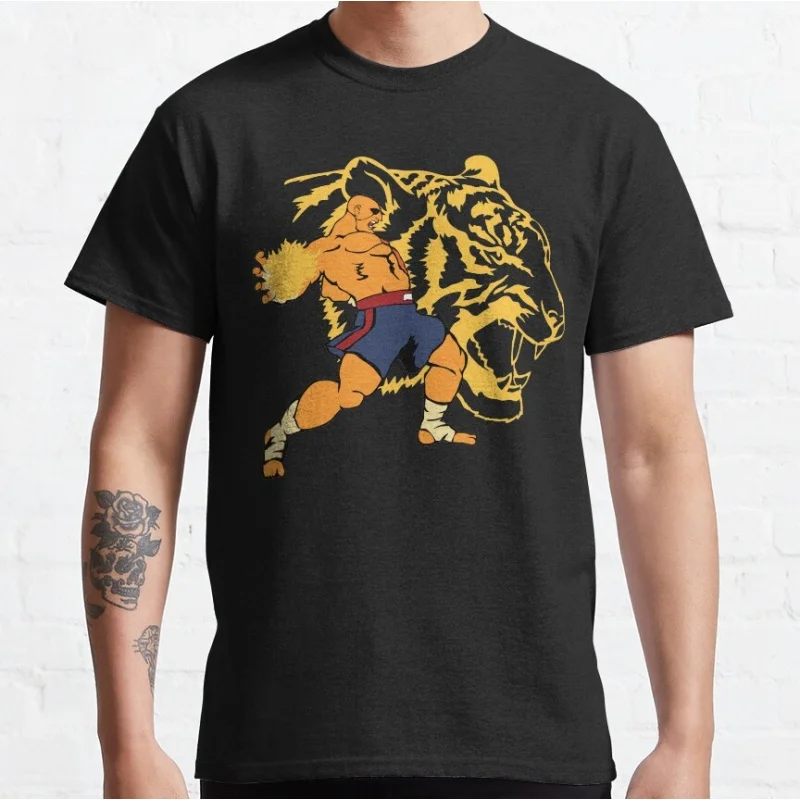 

SAGAT TIGER SPIRIT 80s Combat Street fighter Gift t shirt Retro Arcade game Graphic Tee Y2K Clothes Large size Tops
