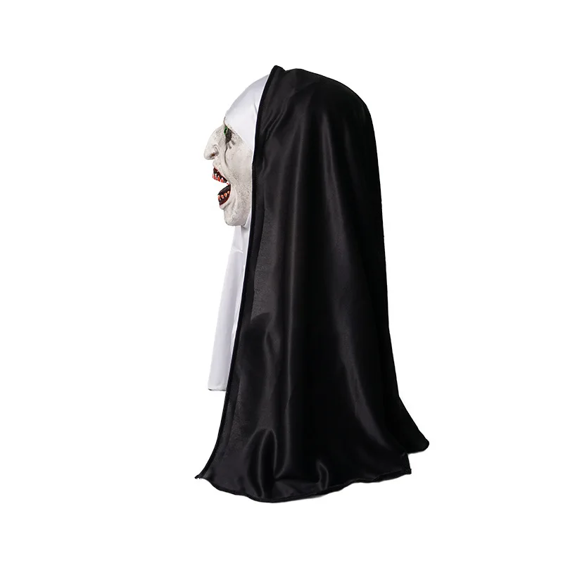 Soul Summoning Sister The Horror Scary Nun Latex Mask Halloween Makeup Masks Trick Ghost Face Scary Headcover with Headpiece