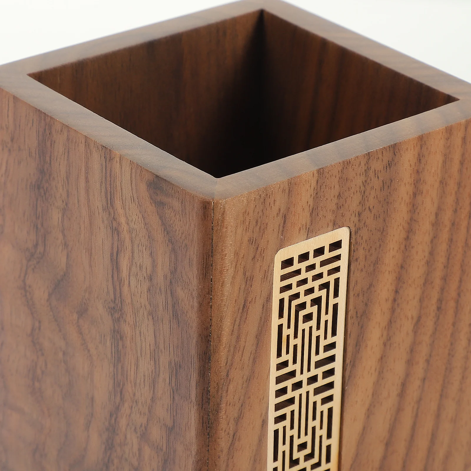 Solid Wood Pen Holder Japanese Style Decorative Brush Pot Large Capacity Pencil Storage Container Office Desktop Organizer