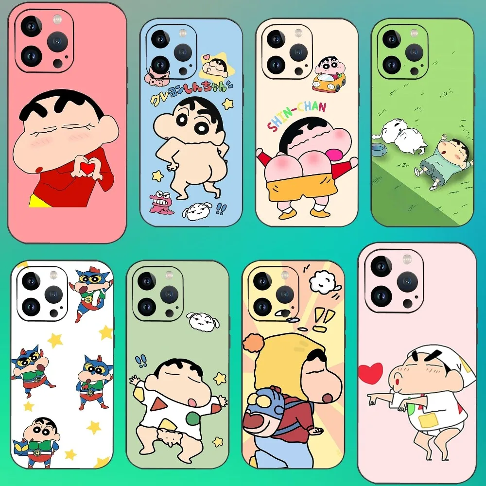 Cute Crayon S-shin-chan Phone Case For Iphone 16 15 11 13 14 Pro Max 7 8 Plus X Xr Xs Max 12mini Cover Case