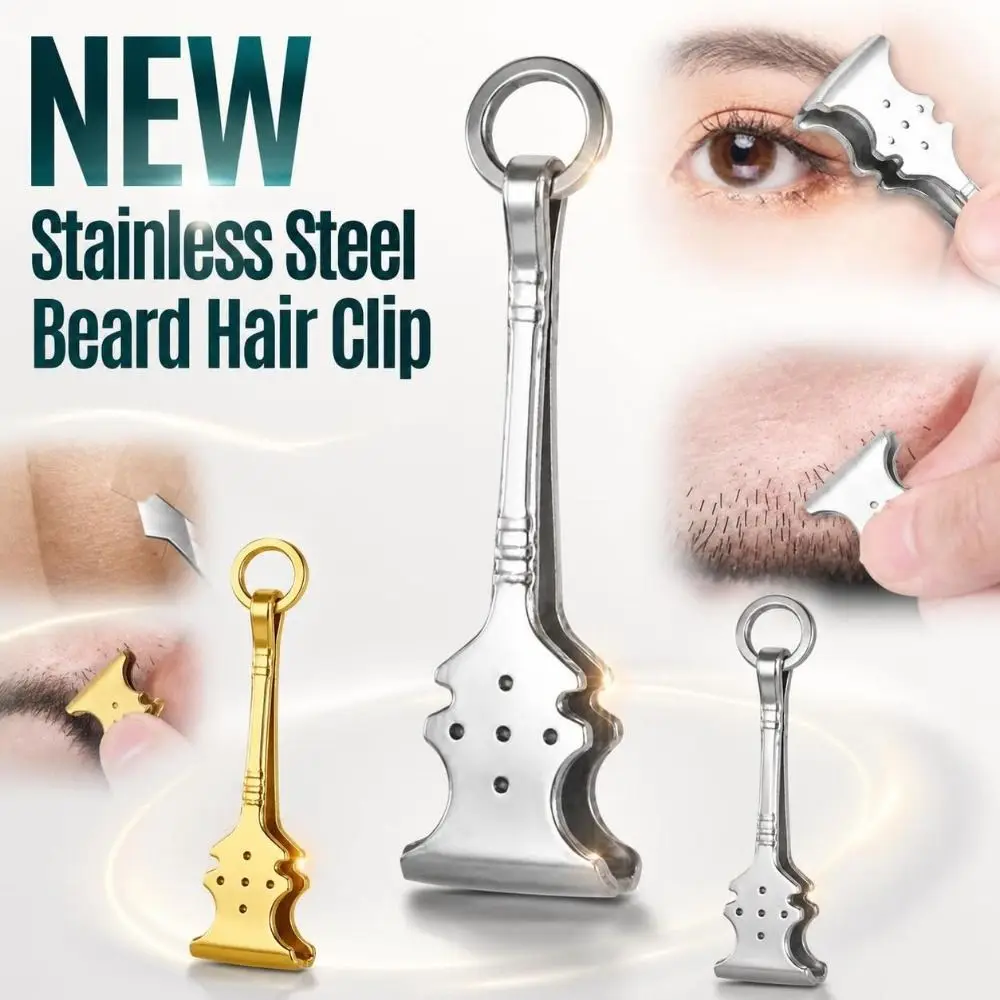 Stainless Steel Beard Hair Clip Anti-Slip Compact Facial Hair Tweezers Precision Lightweight Mustache Grooming Tool Travel-Use