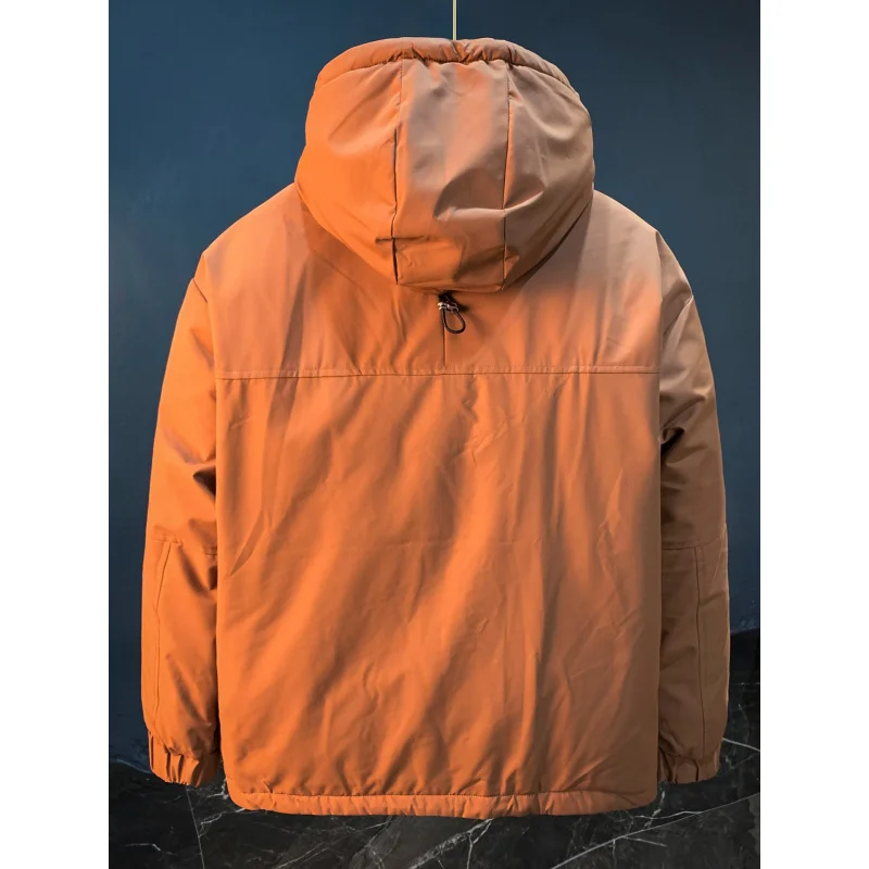 

Outdoor cold resistant hooded down jacket for men's winter trend windproof duck down with added fleece warm jacket