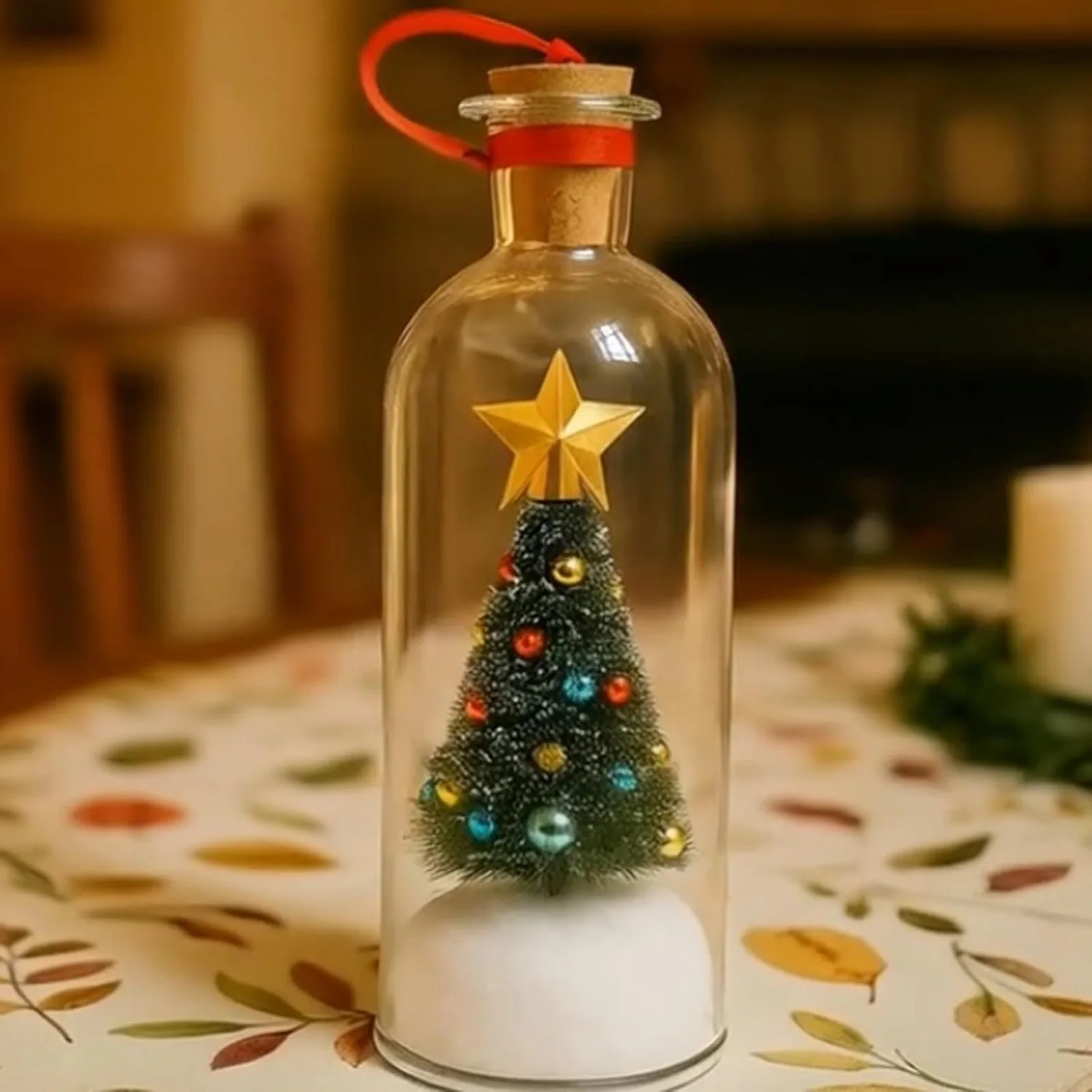 Menaje de árbol de Navidad grabable en una botella con corcho de reproducción, adorno de botella de mensaje de voz para árbol de Navidad, regalo para el hogar