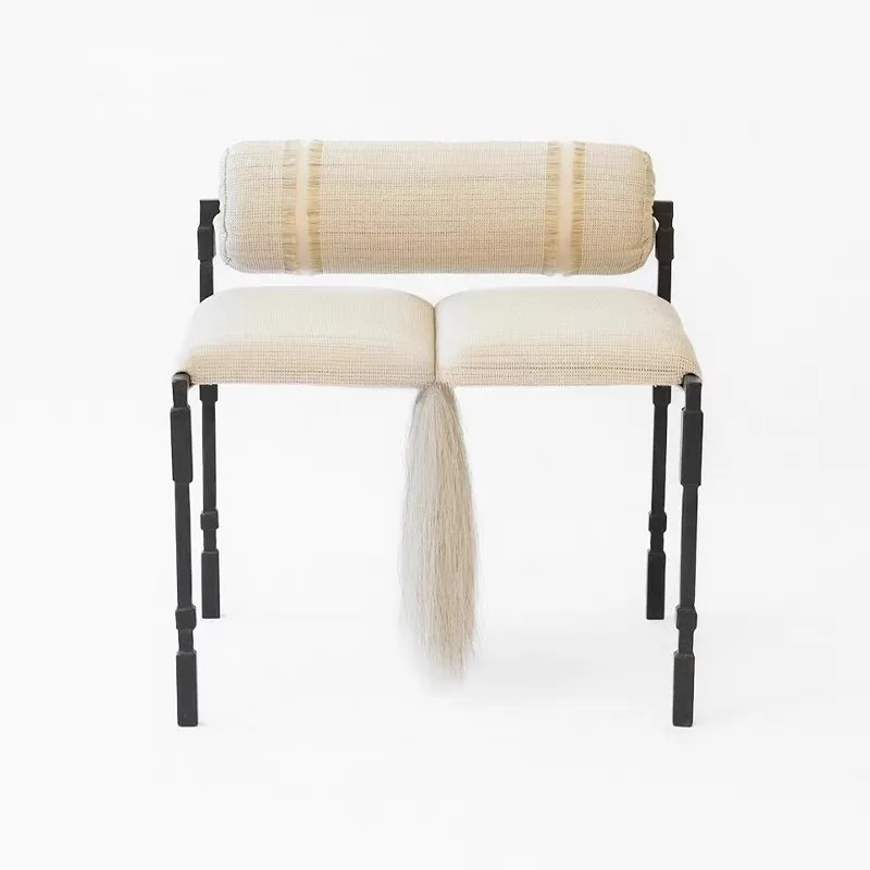 Retro horsehair fringed dining forging genus model room club hotel negotiation chair leisure