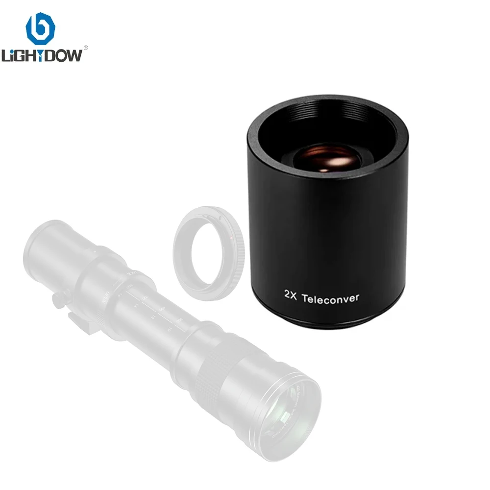 Lightdow 2x Teleconverter Converter Magnification Lens for 420-800 500 800 900 650-1300mm T Mount Telephoto Mirror Lens