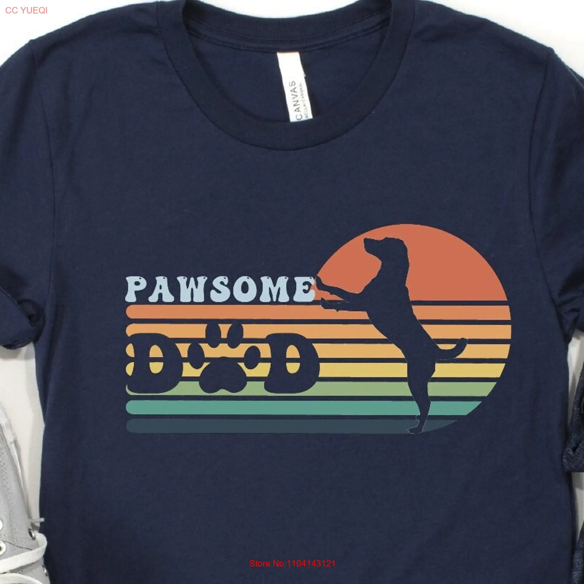 Pawsome Dad T Shirt s for Dog Vintage Owner Fur  long or short sleeves