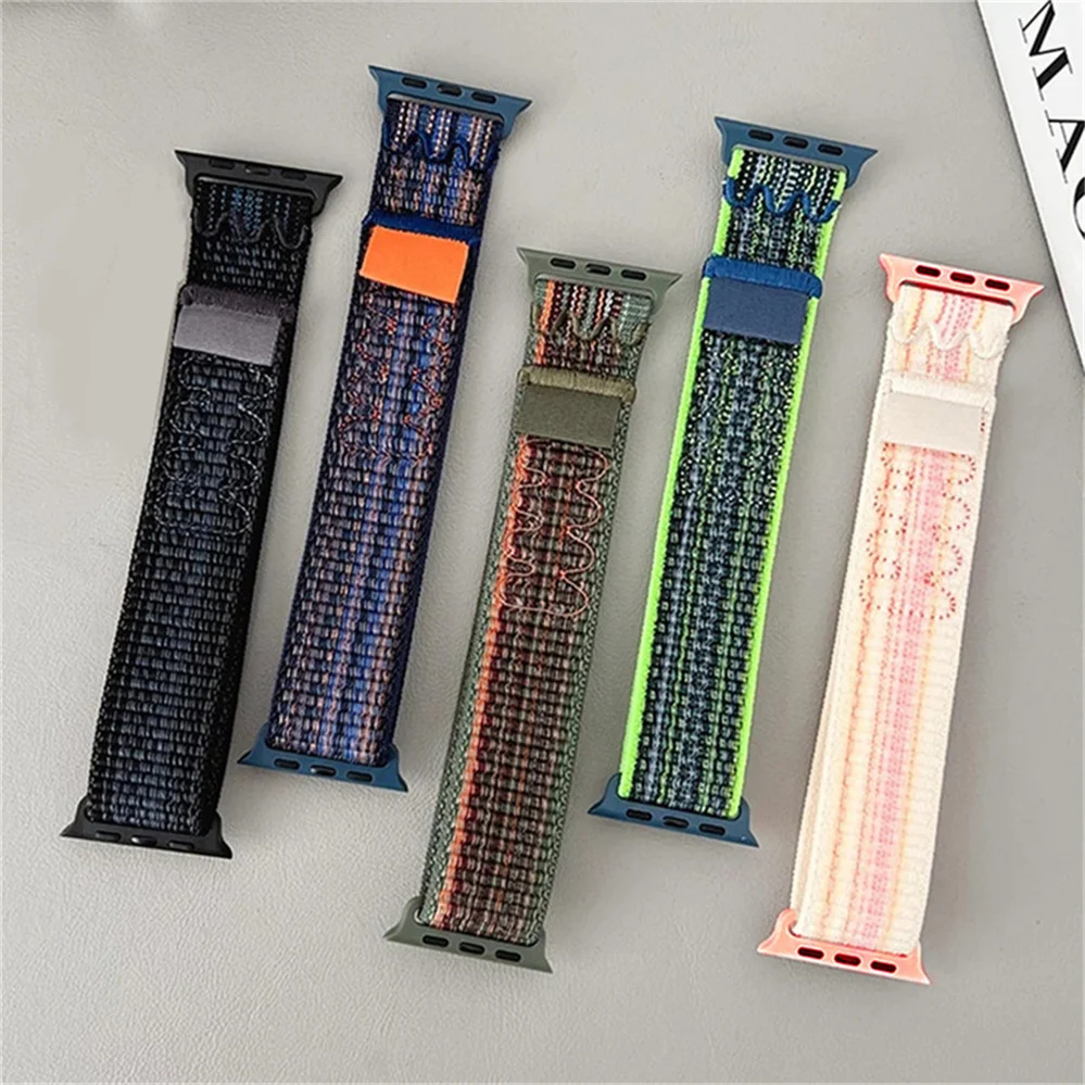 Armbänder für Apple Watch 45mm 46mm 42mm 49mm 44mm, Nike Nylon Sport Loop Armband, Correa iWatch 11 10 9 8 7 6 5 Se Ultra 3 – Detail 4