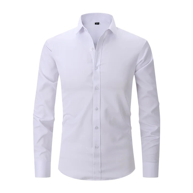 New Plus Size 6XL 7XL 8XL Men Solid Color Business Shirt Fashion Classic Basic Casual Slim White Long Sleeve Shirt Brand Clothes