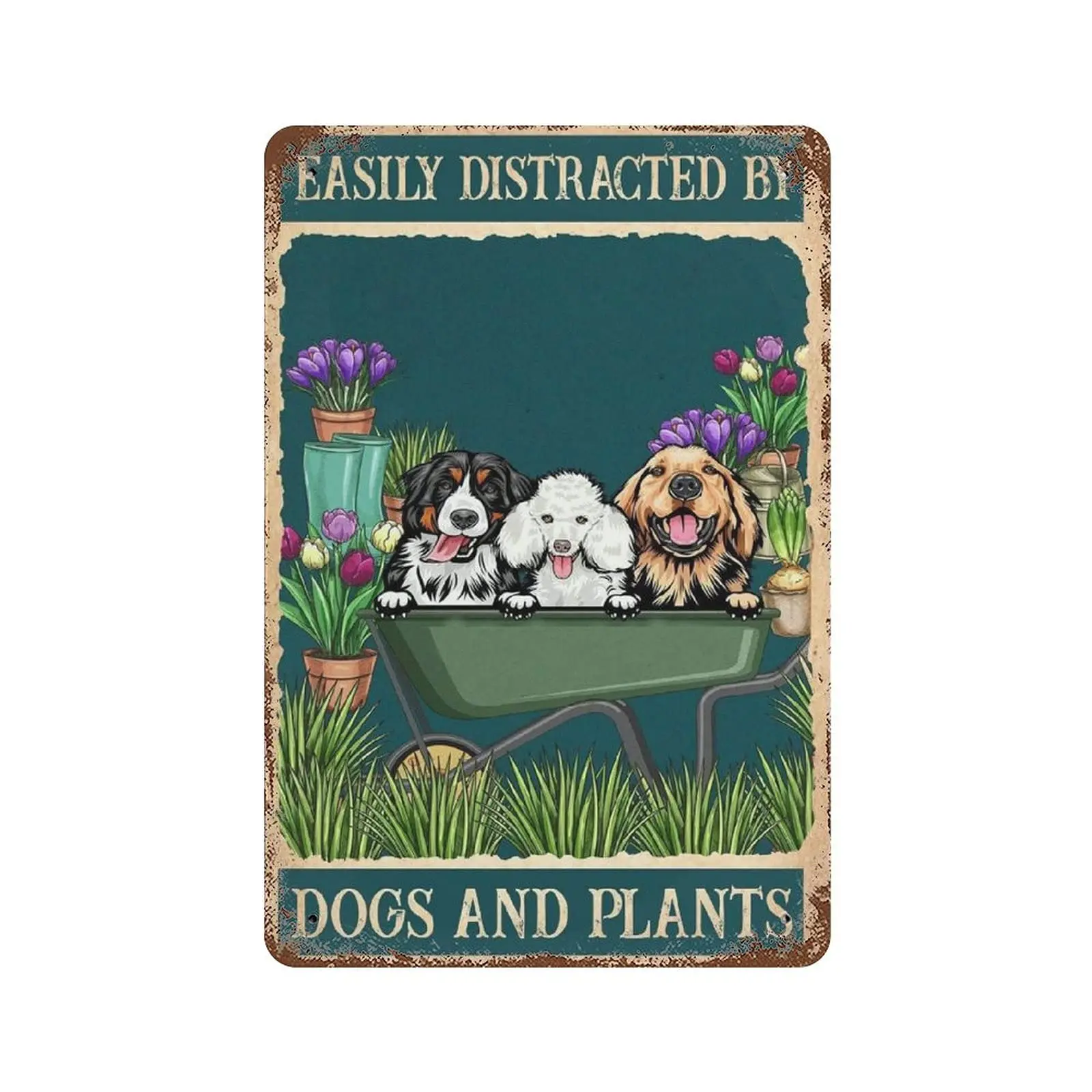 

Винтажная металлическая искусственная кожа, легко отвлекается собаками и растениями, жестяной знак, мужская пещера, паб, клуб, кафе, дом, искусство на день рождения, Ann