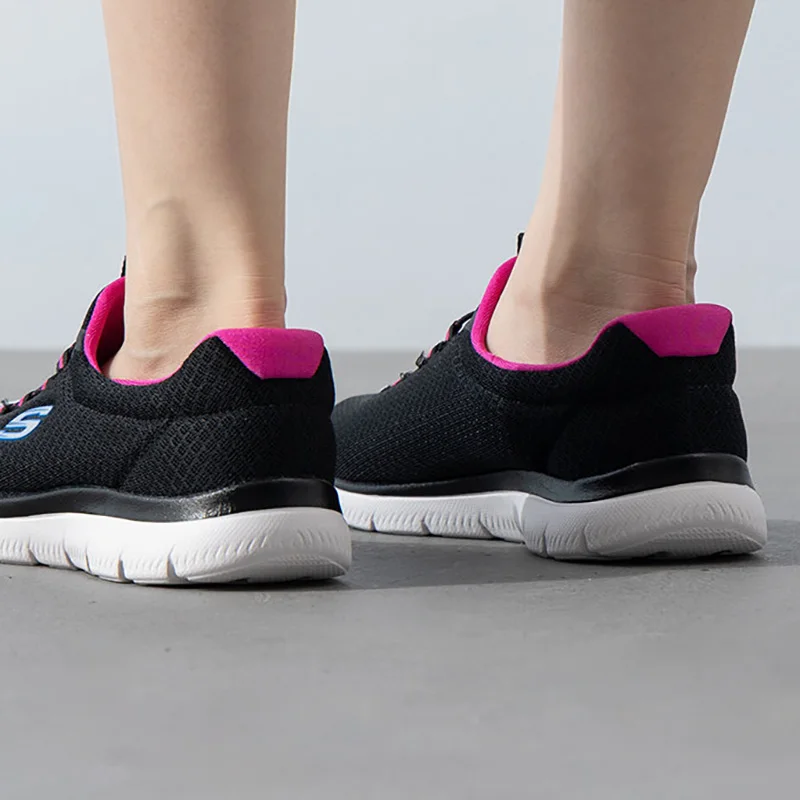 Skechers 12980-BKHP 2026 New Womens Walking Shoes Black Pink Mesh Lightweight Beat Peer Casual Sneakers